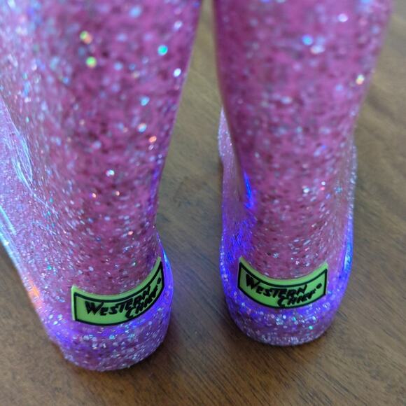 Western Chief Toddler Girls' Abby Shimmer Glitter light up Rain boots size 6 GUC - Picture 11 of 11